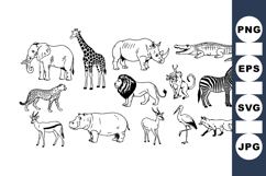 Hand Drawn Safari Animal Clipart Bundle for Crafts Product Image 1