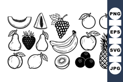 Hand Drawn Tropical Fruit Line Art Clipart Bundle Product Image 1