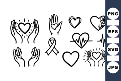 Hand Drawn Heart Icon Clipart Set For Wellness Product Image 1