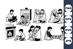 Cozy Family Winter Clipart Set for Seasonal Crafts Product Image 1