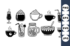 Hand Drawn Vintage Hot Drinks Clipart Bundle Product Image 1