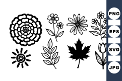 Vintage Black Ink Floral Clipart Set for Crafts Product Image 1