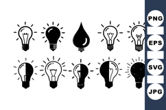 Vintage Light Bulb Clipart Set for Creative Projects Product Image 1