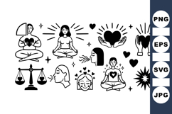 Mindfulness Meditation Icon Clipart Bundle For Wellness Product Image 1