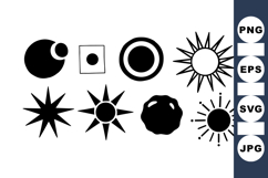 Minimalist Sun Shape Icon Clipart Set for Crafts Product Image 1