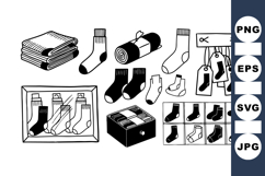 Vintage Hand Drawn Sock Illustration Bundle Set Product Image 1
