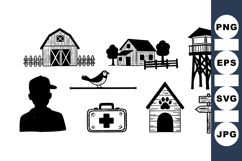 Rustic Farmhouse Silhouette Clipart Bundle for Crafts Product Image 1