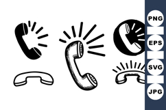 Hand Drawn Vintage Phone Handset Clipart Set for Crafts Product Image 1