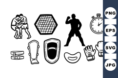 Wrestling Protective Gear Silhouette Clipart Set Product Image 1