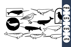 Vintage Marine Animals Silhouette Clipart Collection for Product Image 1