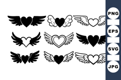 Winged Heart Clipart Bundle For Valentines Designs Product Image 1