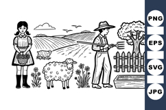 Hand Drawn Vintage Farm Clipart Bundle For Prints Product Image 1