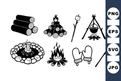 Rustic Campfire Clipart Bundle For Outdoor Camping Use Product Image 1