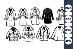Vintage Womens Coat Fashion Illustration Set for Designers Product Image 1