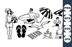 Hand Drawn Summer Beach Clipart Set Bundle Product Image 1