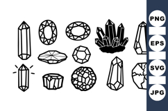Hand Drawn Crystal Gemstone Clipart Collection Product Image 1