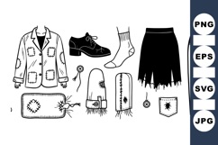 Vintage Grunge Fashion Clipart Set For Urban Designs Product Image 1