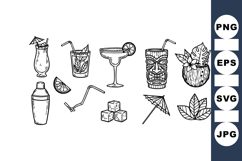 Hand Drawn Tropical Cocktail Vector Bundle For Party Design Product Image 1
