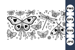 Hand Drawn Vintage Butterfly and Insect Clipart Set for Product Image 1