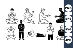 Meditation Pose Silhouette Clipart Pack for Wellness Product Image 1