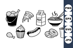 Hand Drawn Fast Food Clipart Bundle For Crafts Product Image 1