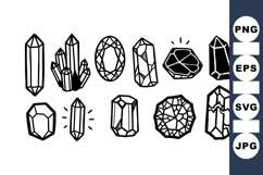 Outline Geometric Crystal and Gemstone Clipart Bundle Product Image 1