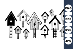 Rustic Wood Birdhouse Clipart Bundle for Spring Garden Product Image 1