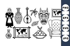 Vintage Black Line Drawing Clipart Collection For Crafts Product Image 1