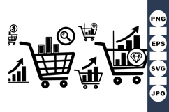 Vintage Shopping Cart Icon Collection For Ecommerce Product Image 1