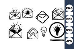 Hand Drawn Lightbulb And Envelope Sketch Clipart Bundle Product Image 1