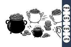 Hand Drawn Lucky Pot Of Gold Clipart Bundle For St Patrick Product Image 1