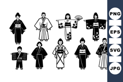 Vintage Japanese Samurai Character Illustration Set Product Image 1