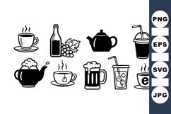 Hand Drawn Tea And Coffee Clipart Set For Crafts Product Image 1