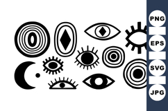 Boho Mystic Eye Clipart Vector Bundle for Crafts Product Image 1