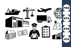 Vintage Shipping Clipart Bundle For Transport Design Product Image 1