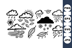 Hand Drawn Weather Icon Clipart Bundle For Crafts Product Image 1