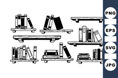 Hand Drawn Vintage Bookshelf Clipart Collection for Product Image 1