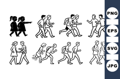 Vintage Silhouette People Walking Clipart Collection Product Image 1