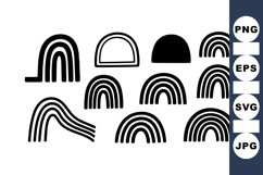 Minimalist Black Line Rainbow Clipart For Crafts Product Image 1