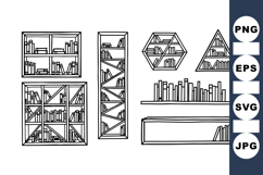 Minimalist Modern Bookshelf Line Art Bundle Set Product Image 1