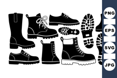 Vintage Boot Silhouette Clipart Set for Crafting Product Image 1