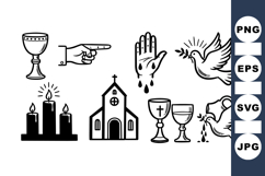 Vintage Religious Icon Clipart Bundle for Faith Crafts Product Image 1