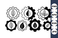 Vintage Leaf Gear Emblem Clipart Set for Crafts Product Image 1