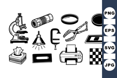 Monochrome Office Equipment Icon Clipart Set Product Image 1