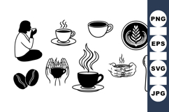 Hand Drawn Vintage Coffee Cup Clipart Set for Crafts Product Image 1