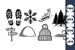 Hand Drawn Winter Camping Adventure Clipart Bundle Product Image 1