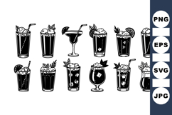 Vintage Cocktail Glass Clipart Set For Party Invitations Product Image 1