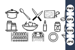 Hand Drawn Kitchen Utensils Clipart Bundle for Cooking Product Image 1