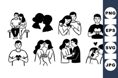 Romantic Couples Silhouette Clipart Bundle for Valentines Product Image 1