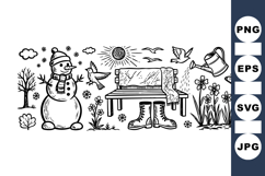 Hand Drawn Winter Garden Sketch Clipart Bundle Product Image 1